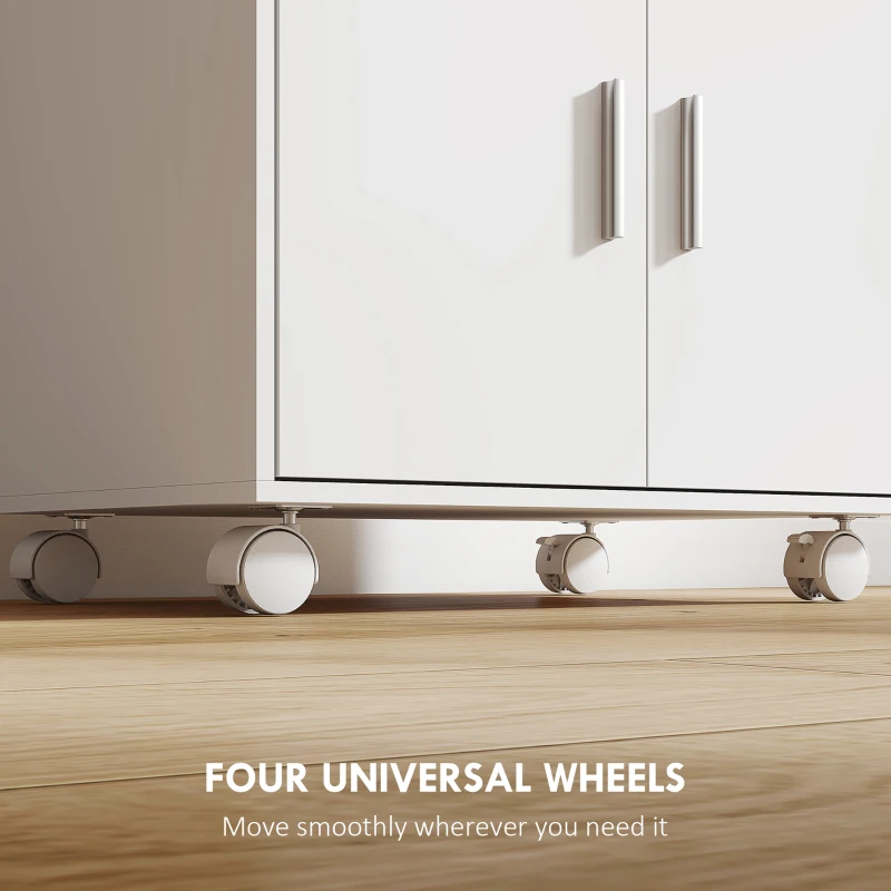 HOMCOM Kitchen Trolley with Wheels, Modern Mobile Microwave Stand with Slide-Out Shelf, Drawer and 2 Doors for Dining Room