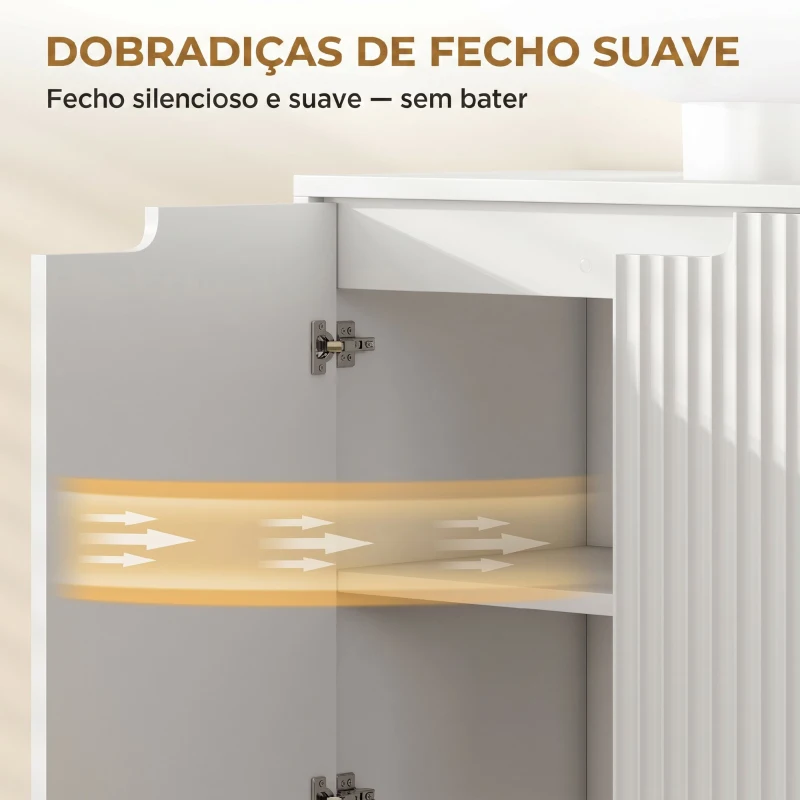 HOMCOM Armário Inferior para Lavatório com Portas de Fecho Suave e Design Canelado 2 Prateleiras para Lavatório com ou sem Pedestal Branco