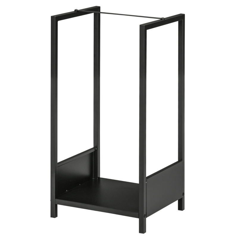Outsunny Scaffale Portalegna da Esterno e Interno in Acciaio con Base Rialzata, 39x35x76cm, Nero