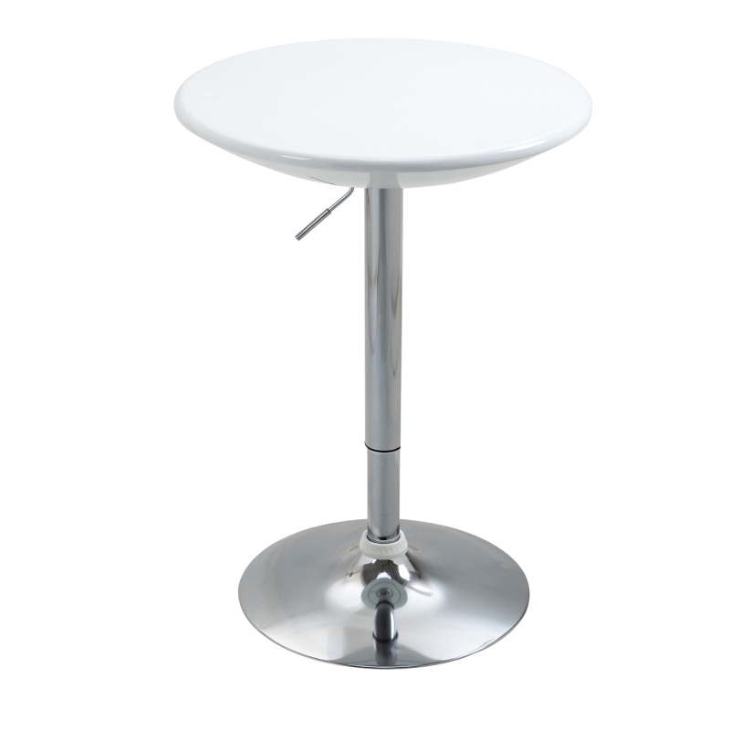 HOMCOM bartafel moderne eettafel bureau hoogte instellen metaal ABS-lak wit Ø 61 x 76-97 cm(m-11)