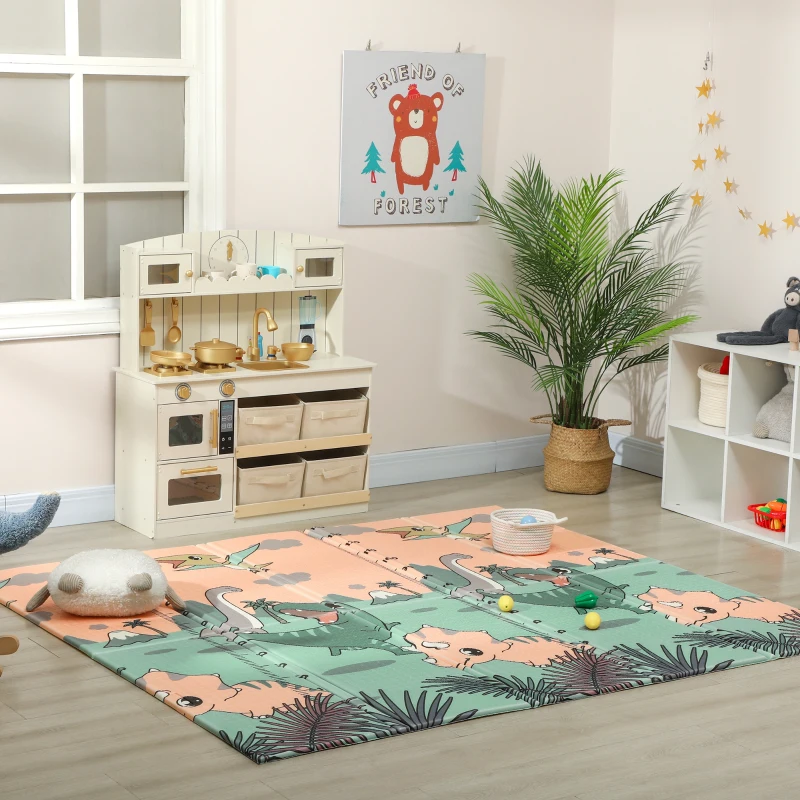 AIYAPLAY Baby Play Mat, Double Sideded Foldable Kids Crawling Mat, Reversible & Waterproof, Dinosaur