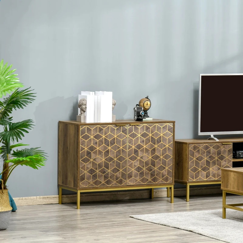 HOMCOM Mobile da Ingresso Moderno con Decori Dorati e Gambe in Acciaio, 99x39x75.5cm