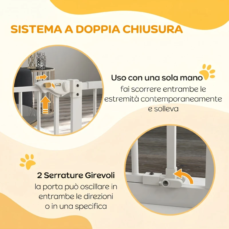 PawHut Cancellino per Cani Regolabile con Chiusura Automatica, in Acciaio e Plastica, 74-100x77 cm Nero