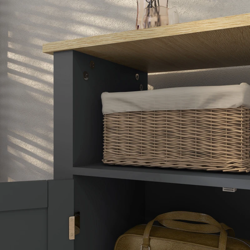 kleankin Mobiletto Bagno a 3 Ripiani in MDF e Truciolato con Ripiano Interno Regolabile, 60x30x80.5 cm