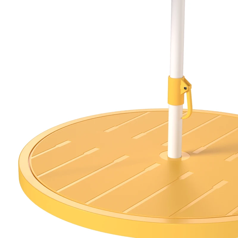 Outsunny Kids Picnic Table and Chair Set, Lion Themed Outdoor Garden Furniture w/ Foldable Chairs, Adjustable Parasol - Yellow