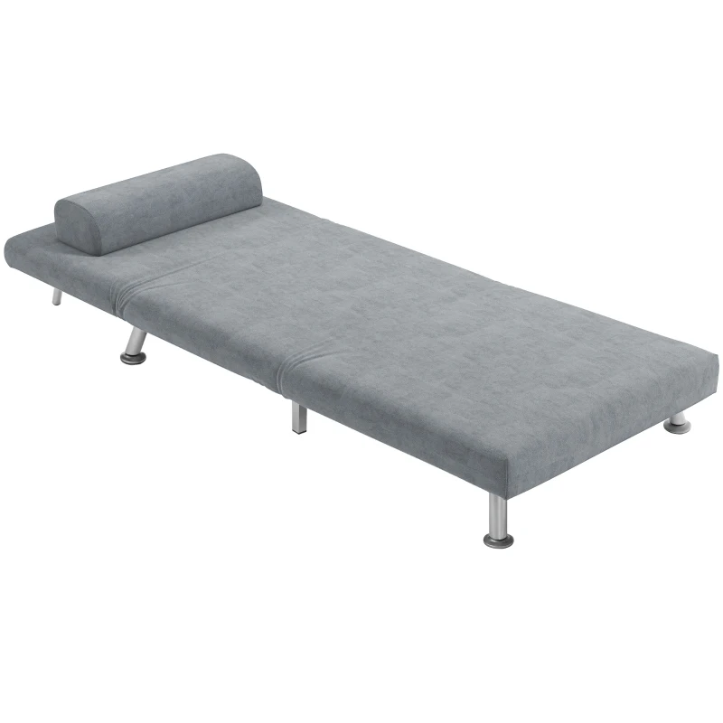 HOMCOM Single Velvet-Feel Sleeper Chair - Grey