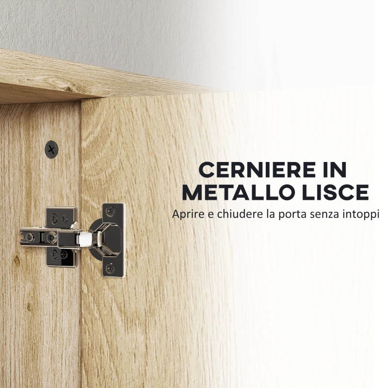 HOMCOM Specchio Bagno Contenitore con 2 Ante, 60x20x60 cm Mobile Bagno con Specchio, Scomparto Aperto, Naturale