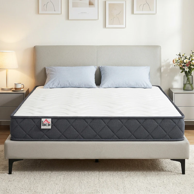 HOMCOM Matelas 140x190cm, matelas 2 personnes, mousse à mémoire de forme, 20cm d'épaisseur, certifié Oeko-Tex, fermeté moyenne