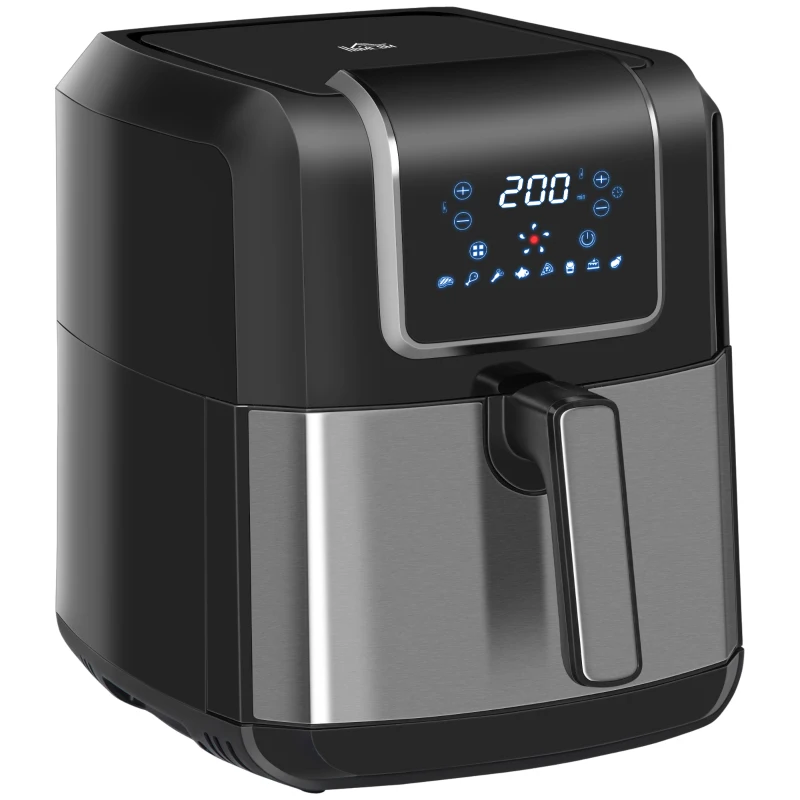 HOMCOM Air Fryer, 1700W 6.5L Air Fryers Oven with Digital Display, 360° Air Circulation, Adjustable Temperature, Timer and Non-stick Basket for Oil Less or Low Fat Cooking, Black