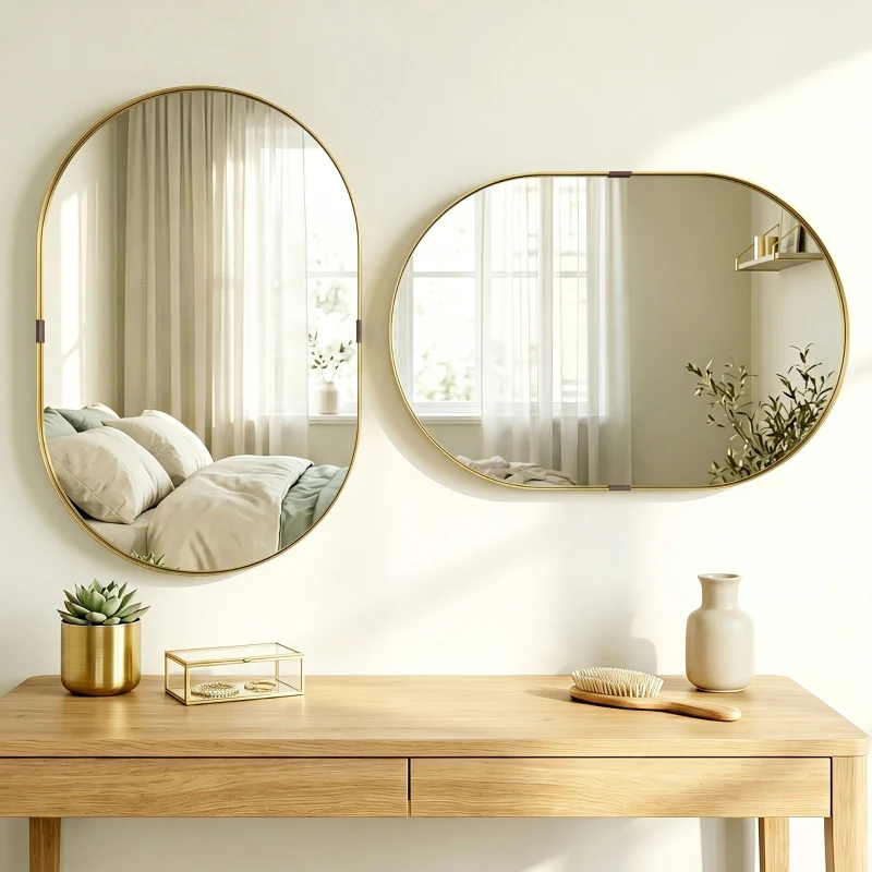 HOMCOM Wall Mirror, Bathroom Mirror with Elevated Aluminium Alloy Frame, 60 x 90 cm, Gold Tone