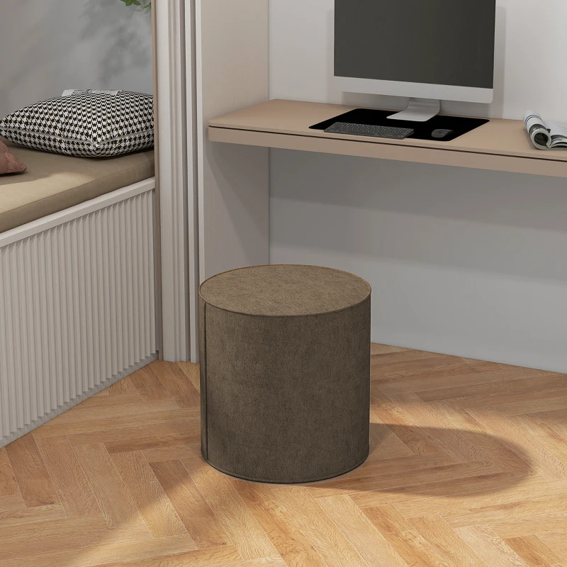 HOMCOM Taburet 2 în 1 cu Husă Detasabilă din Material Textil cu Aspect de In, Ø41x41 cm, Maro