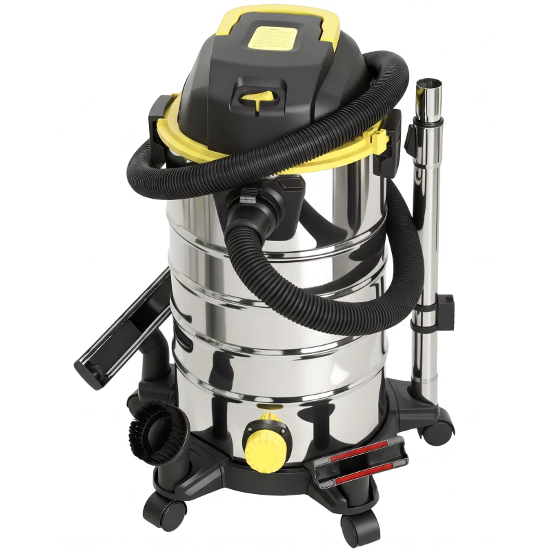 HOMCOM 1400W Vacuum Cleaner, 3-in-1 Wet and Dry Vacuum Cleaner with Blowing Mode and 30L Stainless Steel Tank, Yellow