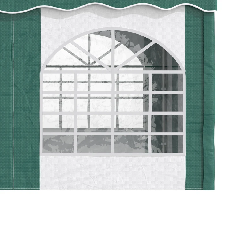 Outsunny 4 x 4m Garden Gazebo with Sides - Galvanised Marquee Party Tent Featuring Four Windows and Double Doors, Ideal for Parties, Weddings, and Events