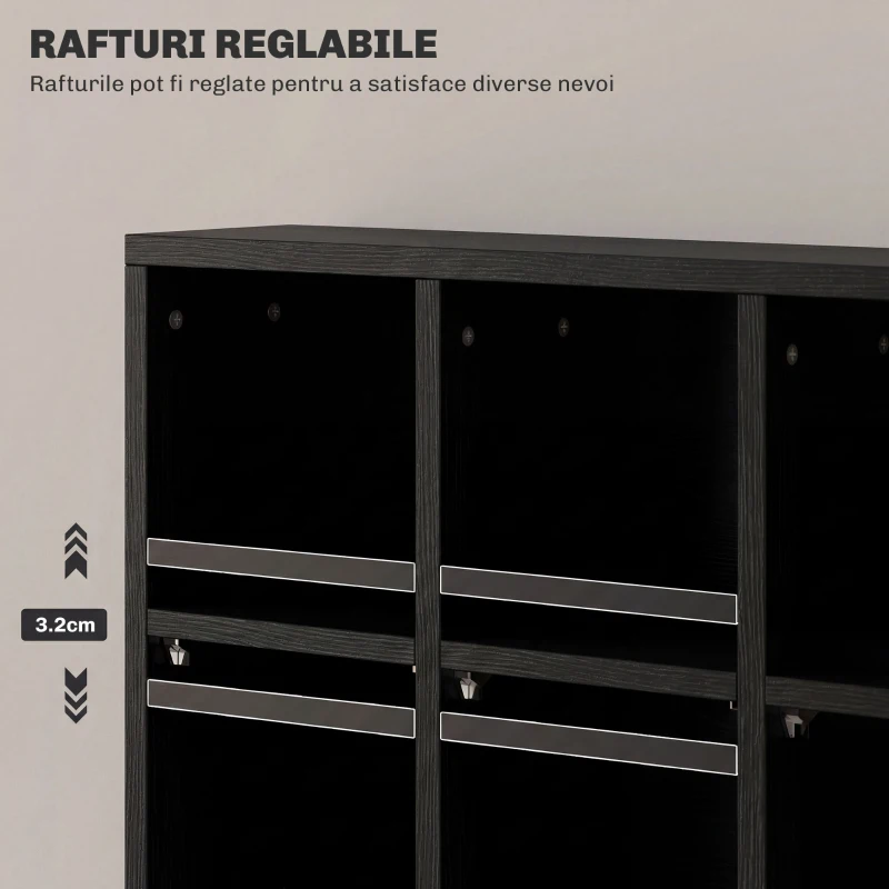 HOMCOM Raft pentru CD-uri cu Polițe Reglabile pentru 456 CD-uri sau 336 DVD-uri, 24 Compartimente, 89x20x130,5 cm, Negru
