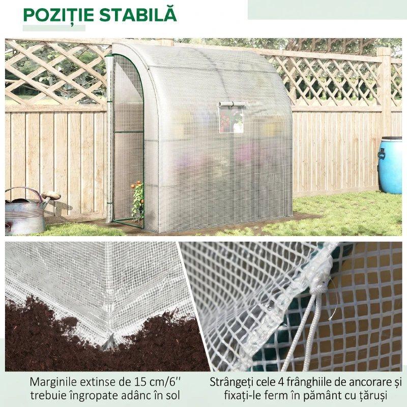 Outsunny 7' x 3' x 7' Outdoor Walk-In Greenhouse, Plant Nursery with Roll-up Windows, PE Cover, and 3 Wire Shelves, White