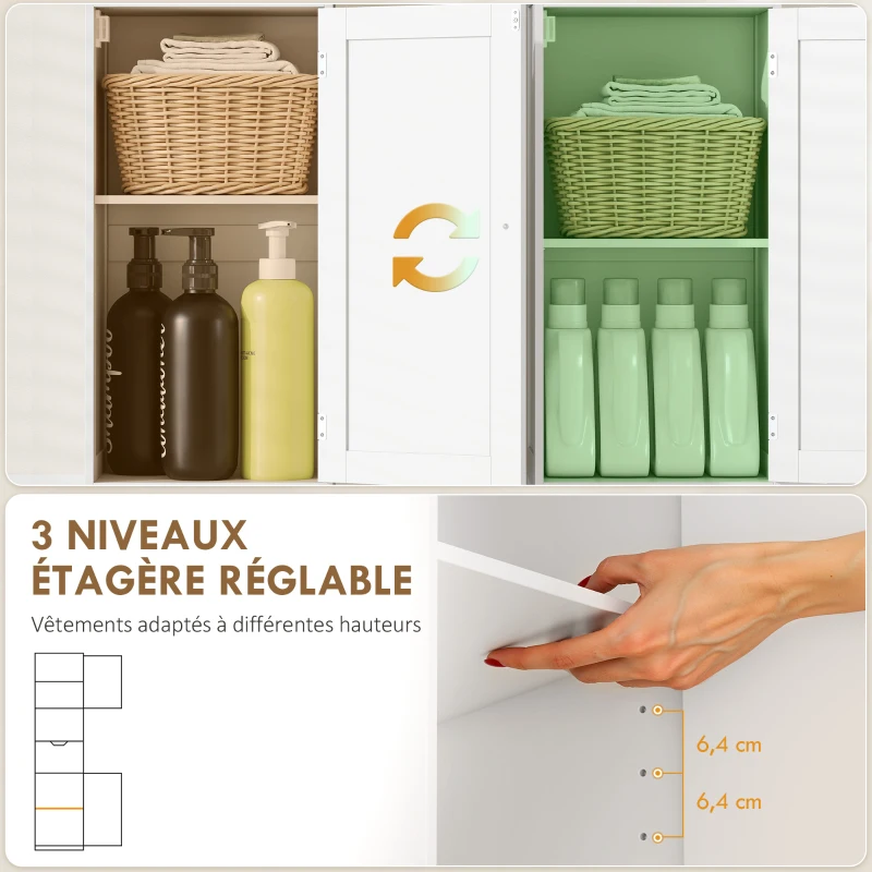 HOMCOM Meuble colonne salle de bain avec éclairage LED, meuble de rangement étroit, tiroir, 2 portes, 40x30x170cm, blanc