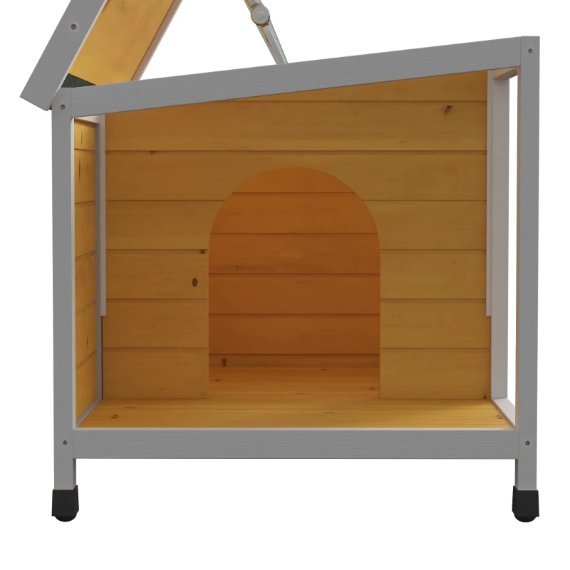 PawHut Niche pour chien extérieur maison chien intérieur en bois avec toit ouvrant et fenêtre 85,5L x 62l x 60H cm orange