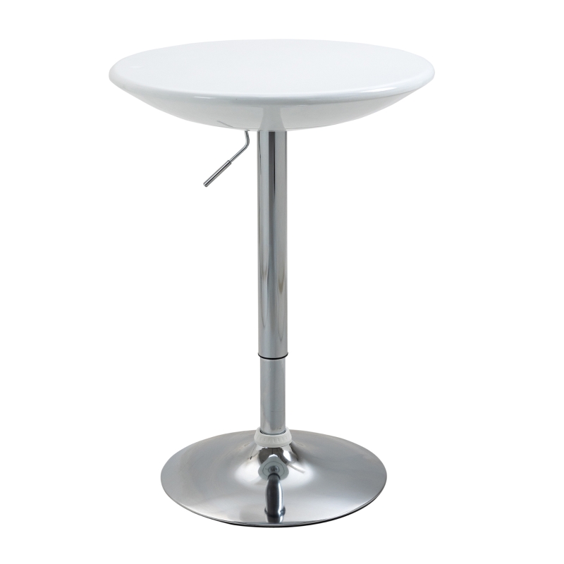 HOMCOM bartafel moderne eettafel bureau hoogte instellen metaal ABS-lak wit Ø 61 x 76-97 cm(m-10)
