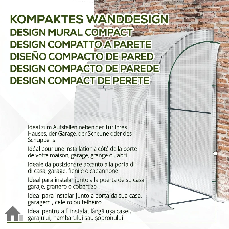 Outsunny 7' x 3' x 7' Outdoor Walk-In Greenhouse, Plant Nursery with Roll-up Windows, PE Cover, and 3 Wire Shelves, White