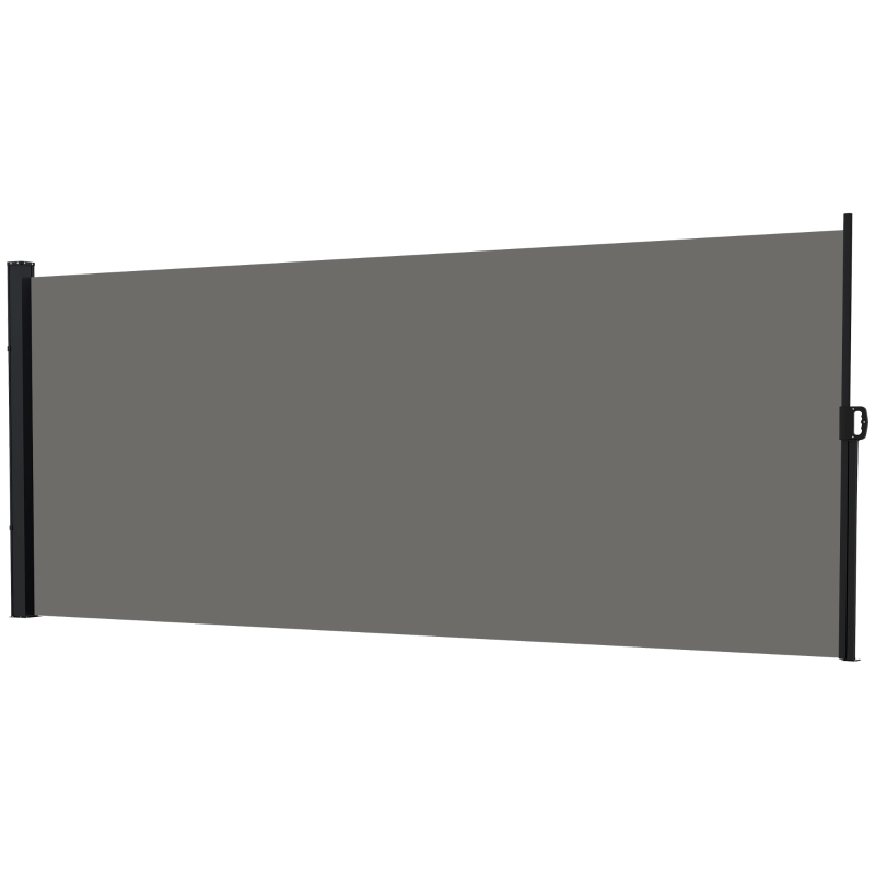 Outsunny Store latéral brise-vue paravent rétractable 4 x 1,80 m alu. polyester anti-UV haute densité 180 g/m² gris foncé