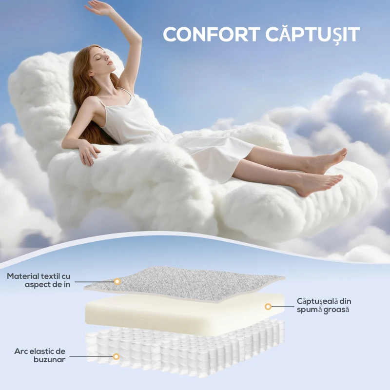 HOMCOM Fotoliu Relaxant Reclinabil până la 168° cu Suport pentru Picioare, 67x83x107 cm, Gri