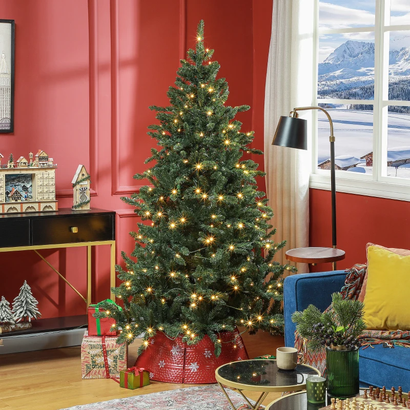 HOMCOM Sapin de Noël Artificiel 180 cm arbre de Noël lumineux LED blanc chaud 872 branches base en métal - vert