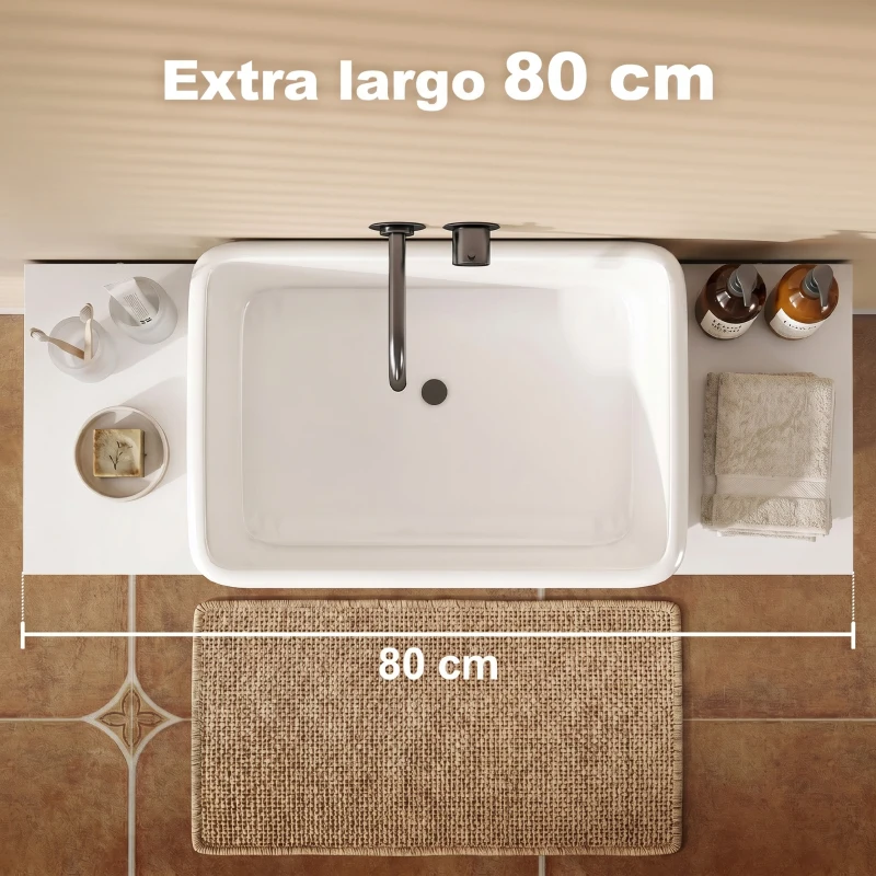 HOMCOM Móvel para Lavatório Pousar com 2 Gavetas para Lavatório sem Pedestal 80x30x60 cm Branco