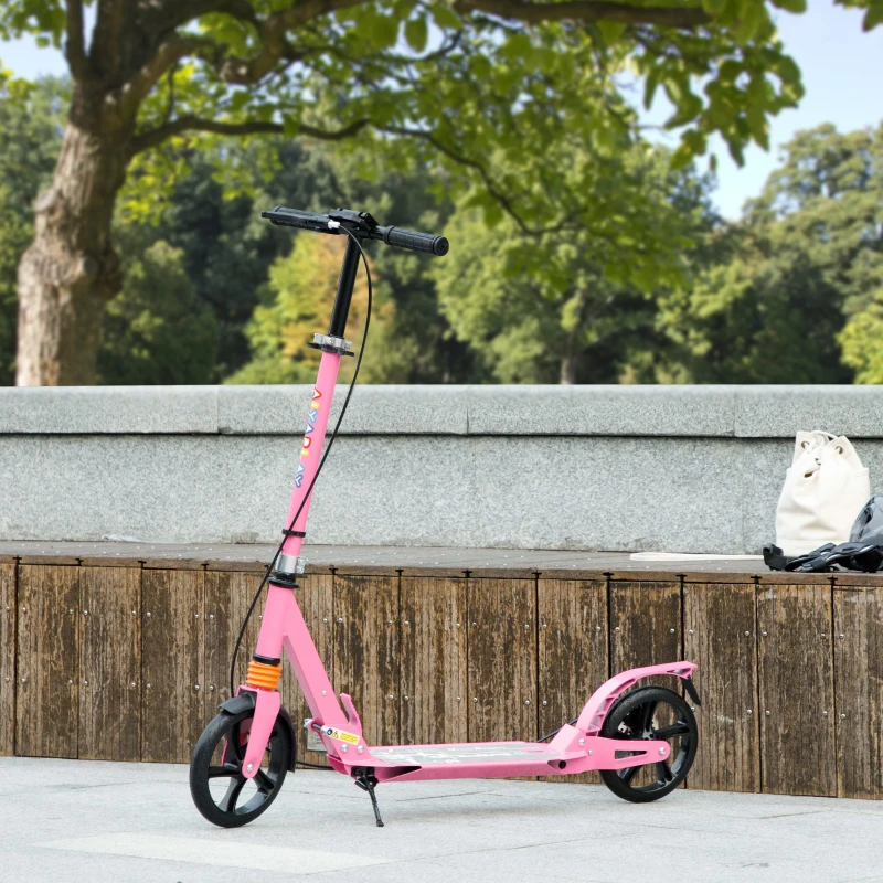 AIYAPLAY Kids Scooter with Four-Level Adjustable Handlebar, Dual Brake System, 200mm Wheels, ABEC-7 Bearings, Pink