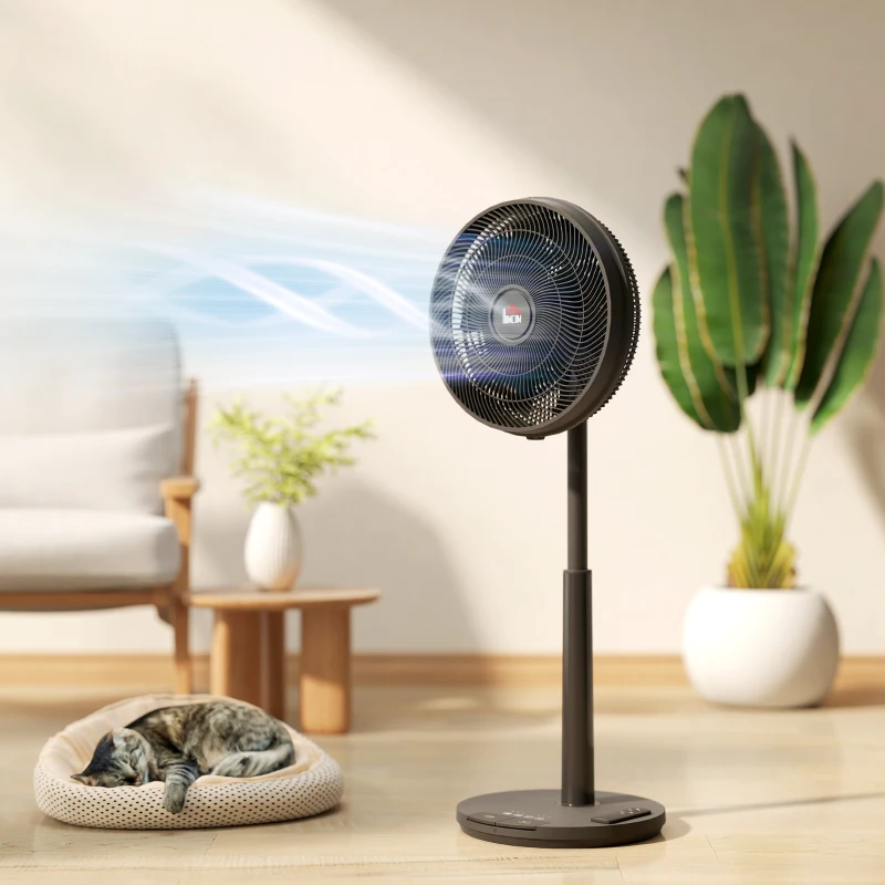 HOMCOM Pedestal Fan with Oscillating, Tilt, Adjustable Height, Black