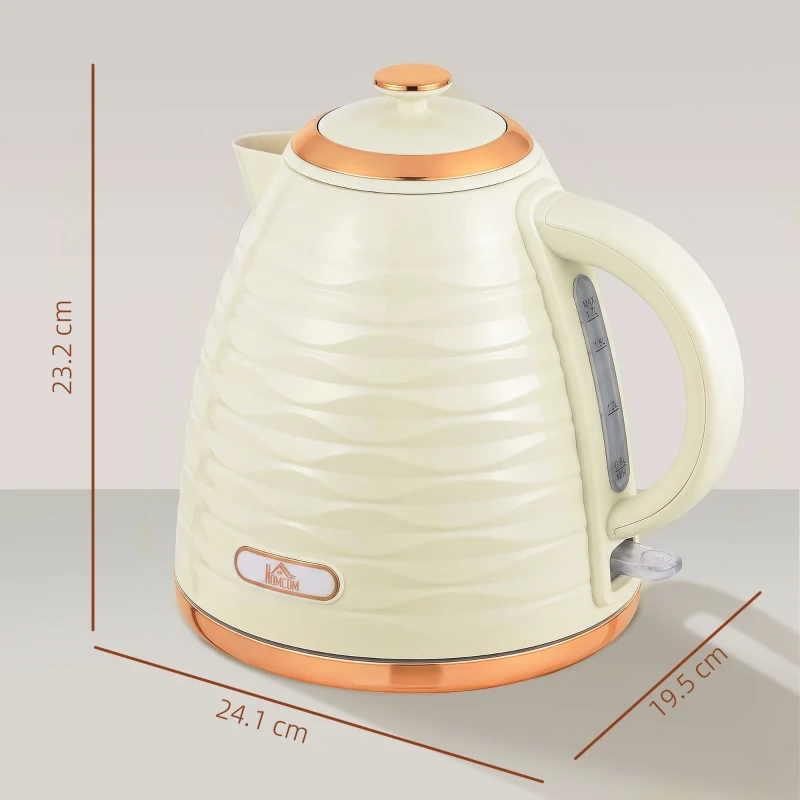 HOMCOM 3kW Rapid Boil Honeycomb Kettle - Cream White