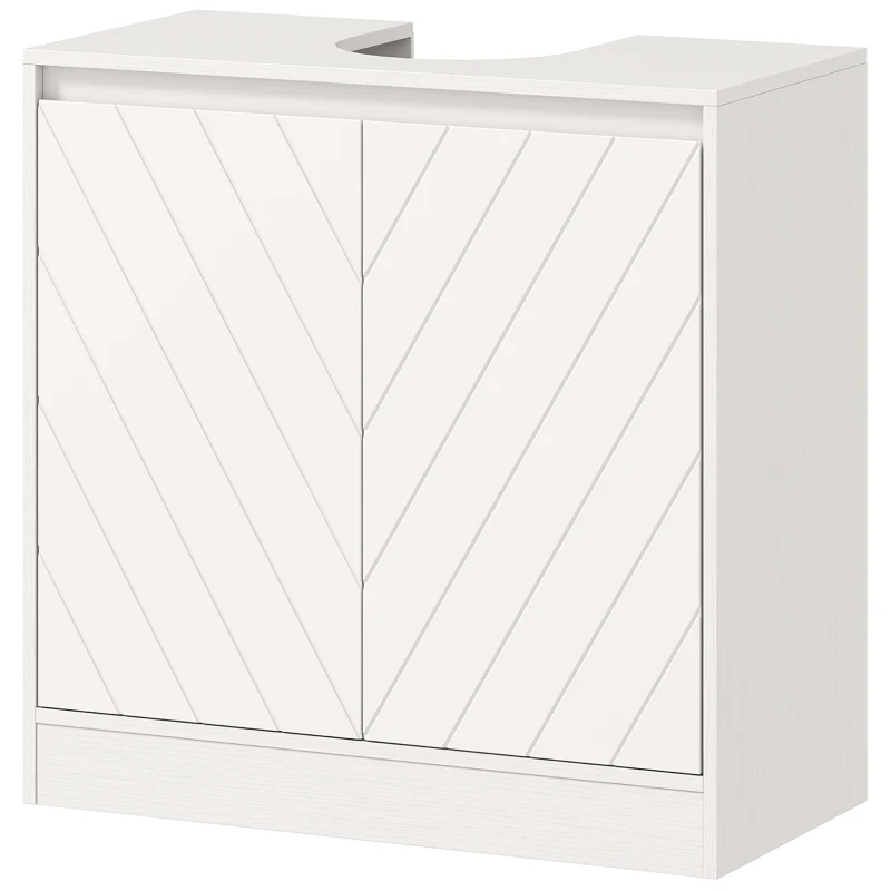 HOMCOM Móvel para Lavatório Pousar com 2 Portas e Prateleira Ajustável para Lavatórios com ou sem Pedestal 60x30x59,8 cm Branco
