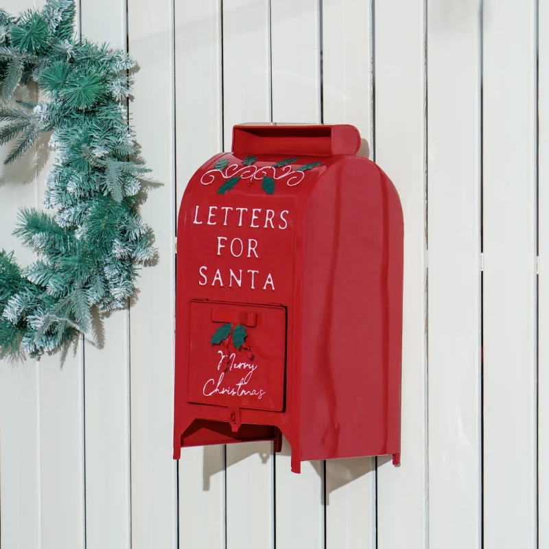 HOMCOM A5 Christmas Letter Postbox - Red/White