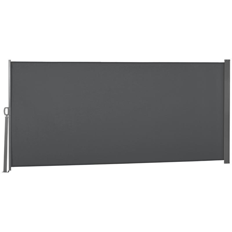 Outsunny Store latéral brise-vue paravent rétractable 3 x 1,6 m métal polyester imperméable anti-UV haute densité 180 g/m² gris
