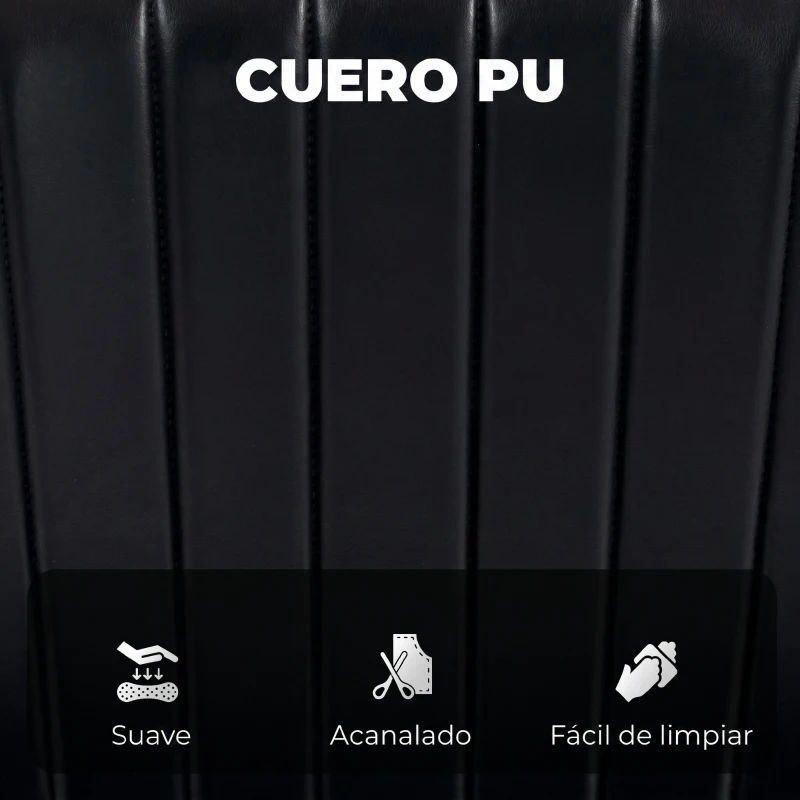 HOMCOM Set de 2 Sillas de Comedor Tapizadas de Piel Sintética con Respaldo Curvo Patas de Metal 49,5x49,5x80 cm Negro y Marrón