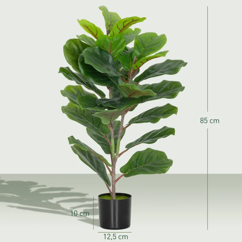 HOMCOM Pianta Finta Ficus Lyrata Alta 80 cm per Interni con Vaso, Decorazione per Casa e Ufficio, Verde