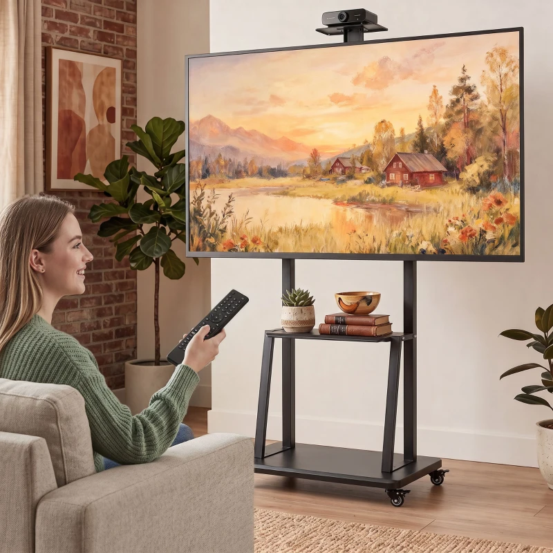 HOMCOM Suport Mobil pentru Televizor de 32-75 Inci, VESA Maxim 400x600, Negru