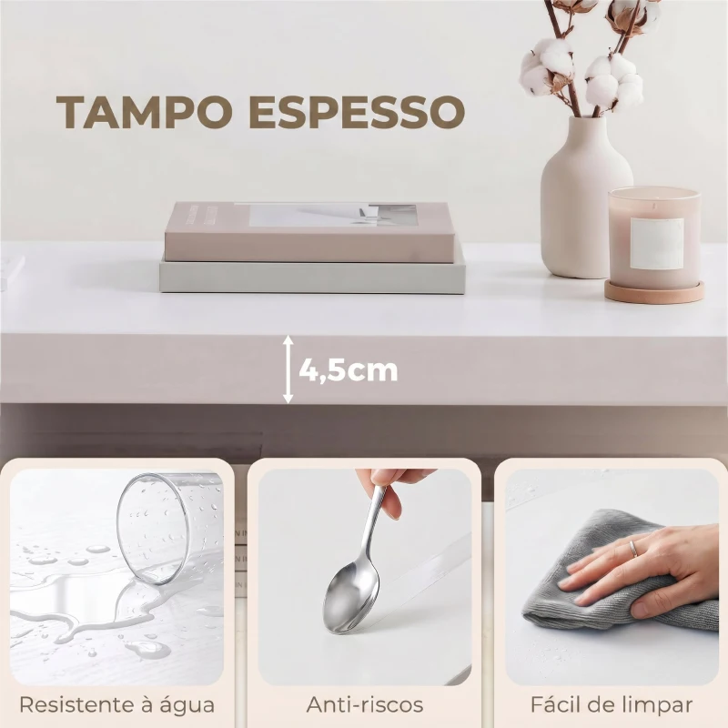 HOMCOM Mesa de Centro Mesa de Café para Sala com Prateleira Aberta Tampo Grosso para Sala Escritório 90x45x44,5 cm Branco