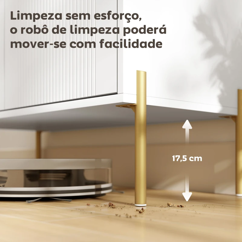 HOMCOM Aparador Moderno de 2 Portas Prateleiras Ajustáveis Bancada com Efeito Mármore e Pés de Aço 80x39,1x76 cm Branco