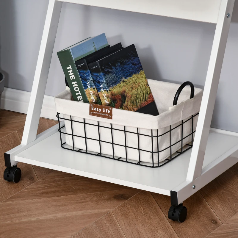 HOMCOM Movable Computer Desk with 4 Moving Wheels and Keyboard Tray White