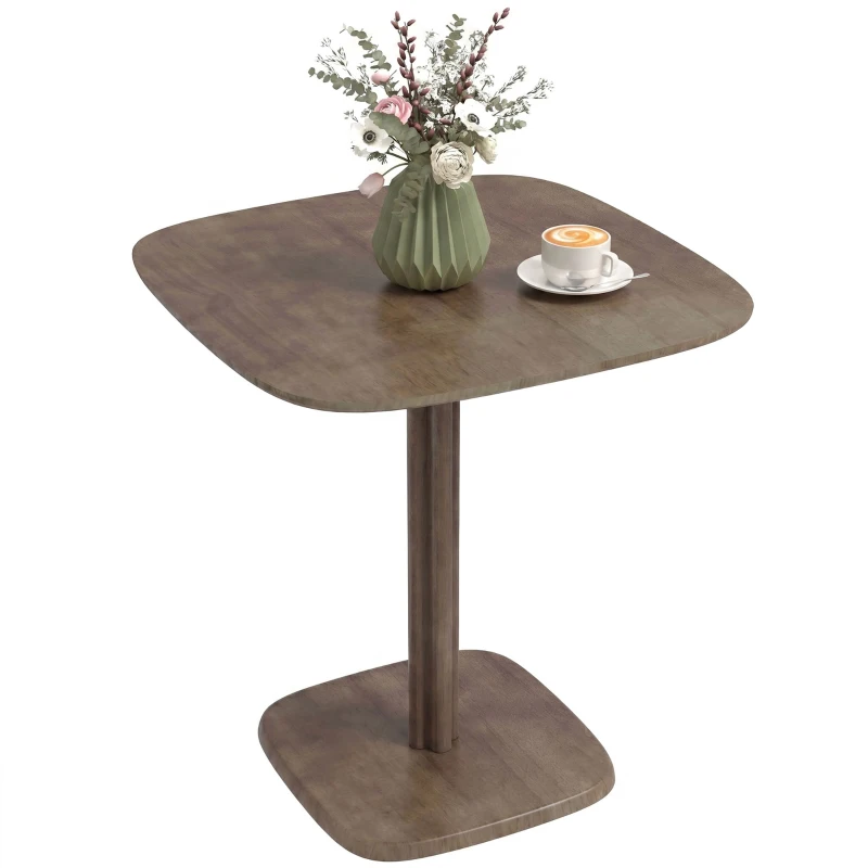 HOMCOM Table à manger pour 4 personne table de cuisine carrée style moderne avec plateau aspect bois, 70 x 70 cm, marron