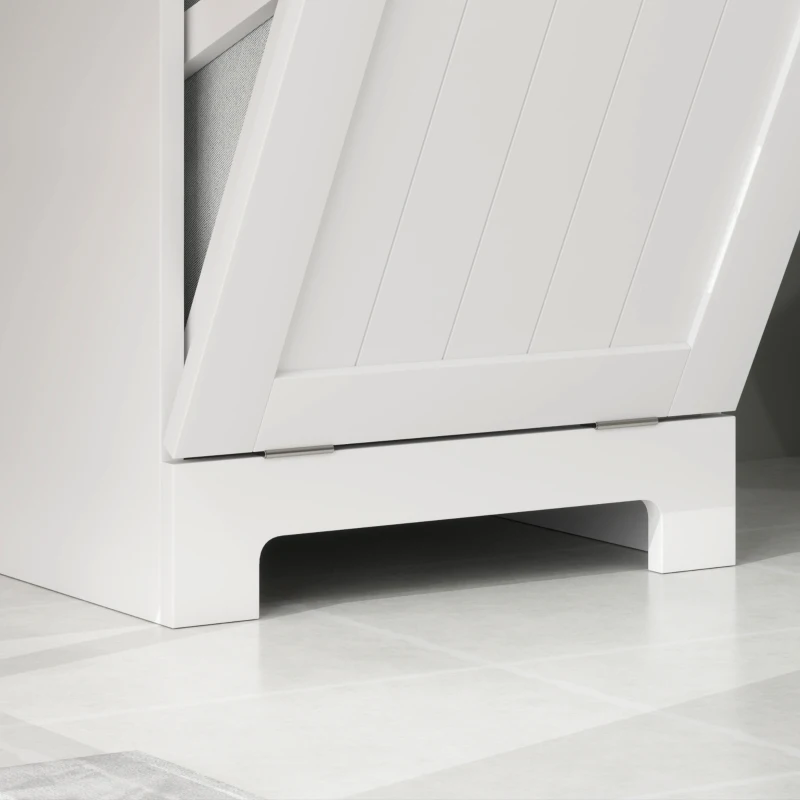 HOMCOM Armário de Casa de Banho com Cesto de Roupa Suja Basculante Móvel para Roupa Suja com Saco de Tecido Dobrável e Gaveta Branco 40x38x90 cm