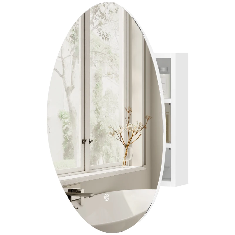 HOMCOM Armoire murale salle de bain avec miroir et éclairage LED, anti-buée, 3 températures de lumière, 50x14x70cm, blanc