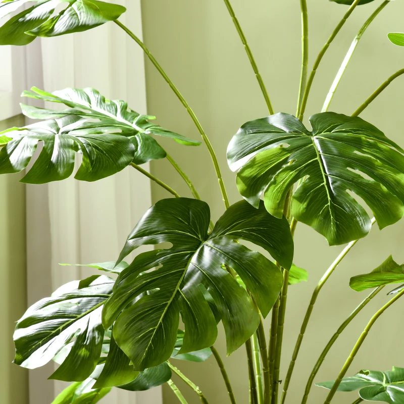 HOMCOM Pianta Artificiale Monstera Alta 180cm per Interno ed Esterno con Vaso Incluso