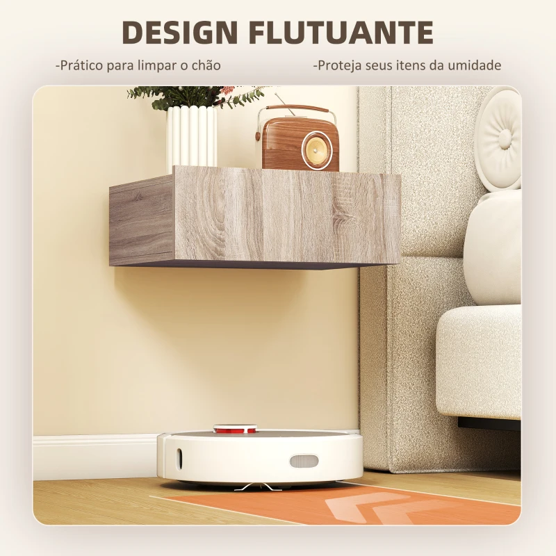 HOMCOM Conjunto de 2 Mesas de Cabeceira Flutuantes com 1 Gaveta para Quarto 40x30x15 cm Carvalho