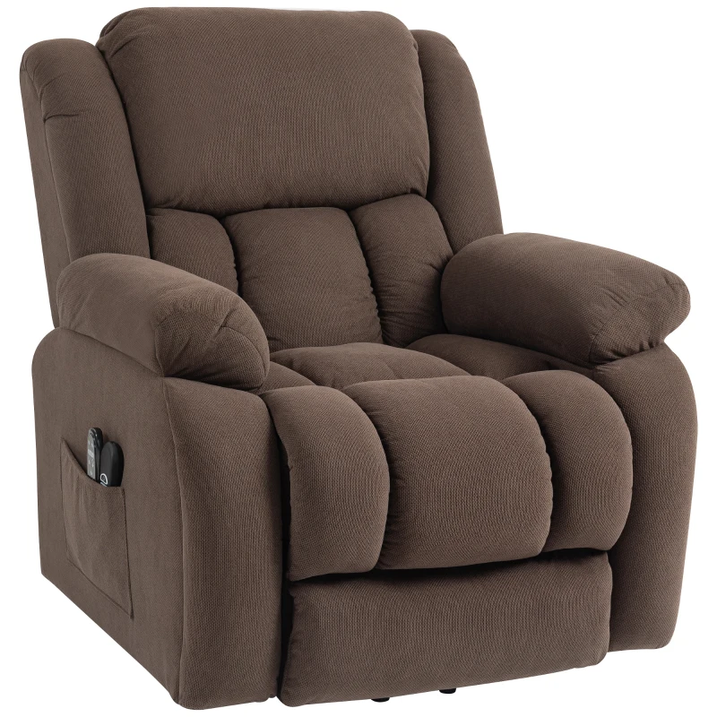 HOMCOM Elektrischer Aufstehsessel, Massage und Heizung, Fußstütze, Rückenlehne verstellbar, Fernbedienung, 93x104x100cm, Braun