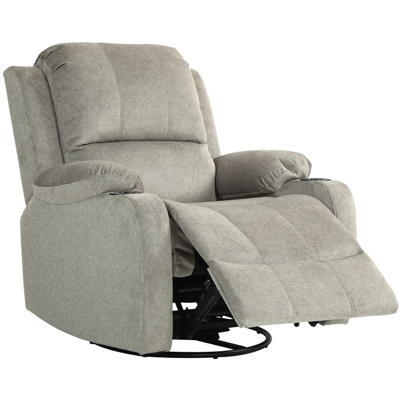 HOMCOM Relaxsessel mit Fußstütze und Liegefunktion, inkl. Getränkehalter, bis 150 kg, Braun