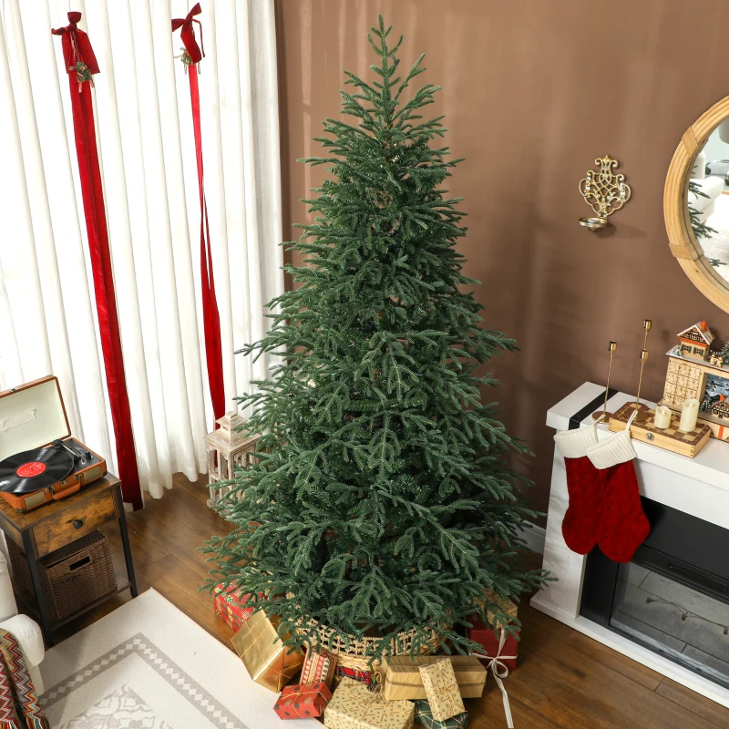 HOMCOM 7 ft Full Spruce Christmas Tree with Realistic Dense Tips, Easy Assembly - Green
