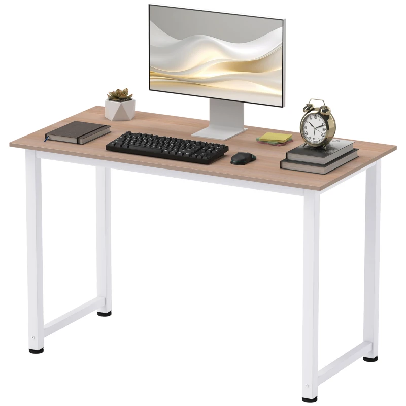 HOMCOM Table d'ordinateur table de salle à manger 120L x 60l x 76H cm chêne et Blanc Multifonction Grand Plateau Cadre Robuste en métal