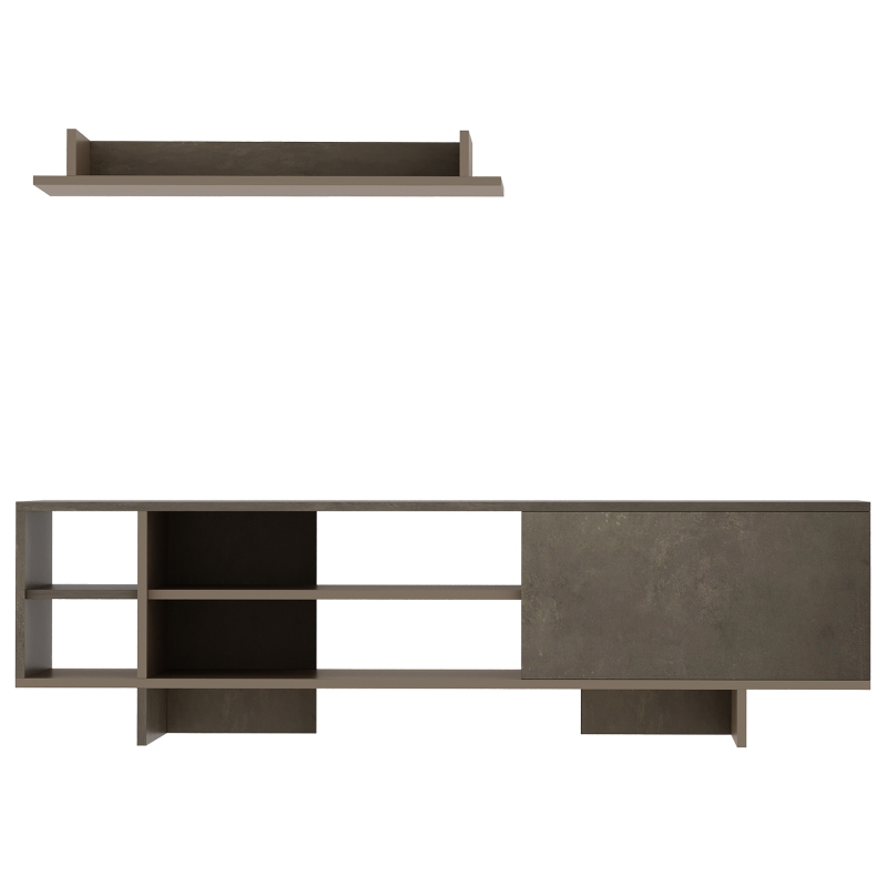 HOMCOM Set Mobile Porta TV con Armadietto e Mensola da Appendere in Legno, 160x35.6x44cm - Grigio