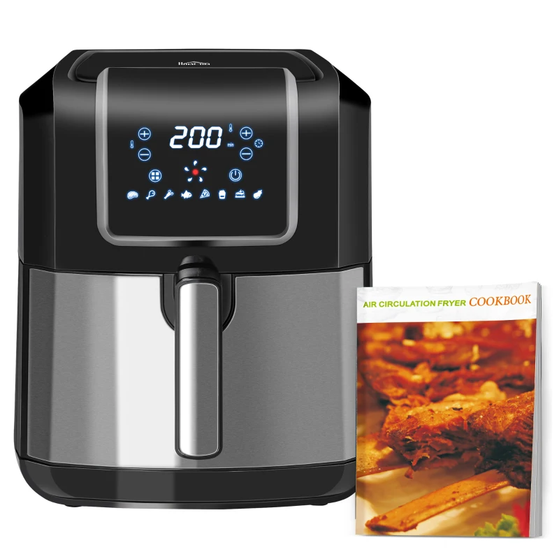 HOMCOM Air Fryer, 1700W 6.5L Air Fryers Oven with Digital Display, 360° Air Circulation, Adjustable Temperature, Timer and Non-stick Basket for Oil Less or Low Fat Cooking, Black